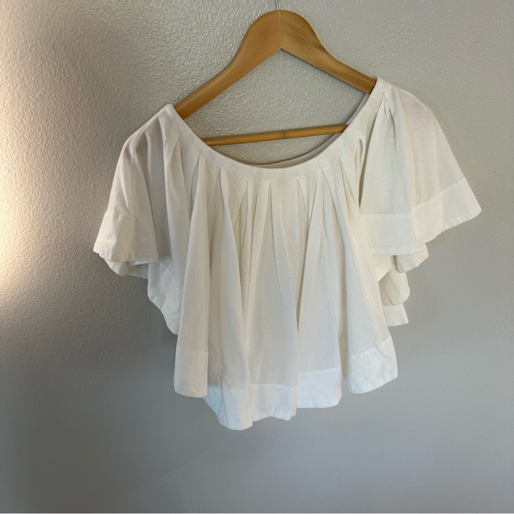 Maeve Anthropologie White Ruffled Swing Blouse, Size XS - Picture 7 of 12